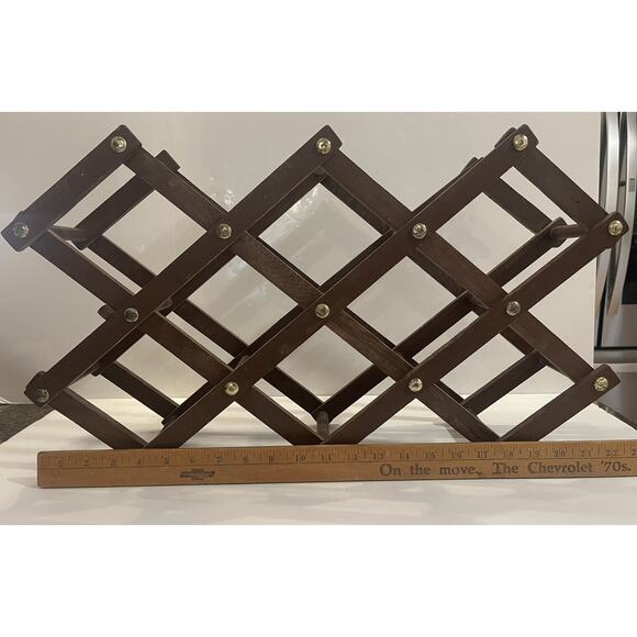 Wooden Freestanding Folding Wine Bottle Rack Kitchen Storage Vintage - Picture 9 of 9